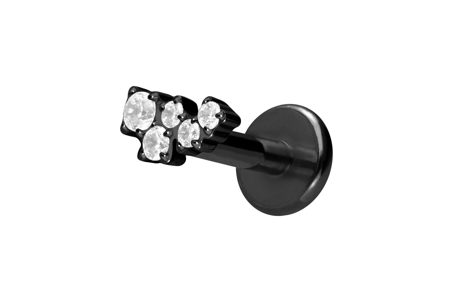 Titan Labret Piercing mit Push Fit KRISTALLWOLKE